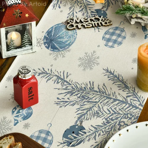 Vista 5 de Artoid Mode - Camino de mesa de Navidad con pinos azules, decoración navideña para mesa de comedor de 13 x 36 pulgadas