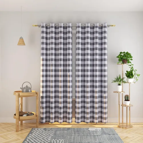 Vista 54 de Cortinas de 24 pulgadas de largo con diseño Buffalo Check Gingham Plaid para ventanas de cocina y baño, tratamiento para ventanas con 2 paneles