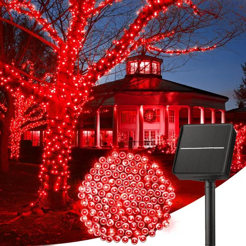 Vista 25 de Minetom Luces de Cadena Solares para Exteriores, 40 pies, 100 Luces LED de Cadena Alimentadas por Energía Solar con 8 Modos de Iluminación, Luces