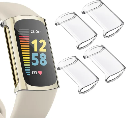 Vista 9 de Paquete de 4 protectores de pantalla compatibles con Fitbit Charge 6/Charge 5 (no para Charge 4/3), funda protectora de TPU completa, accesorios
