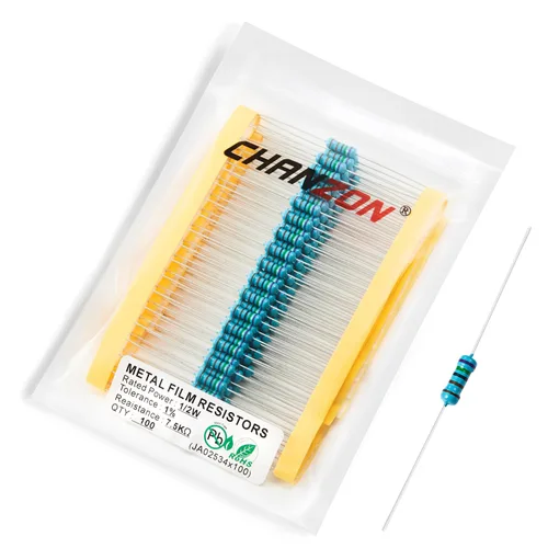 Vista 14 de Chanzon 100pcs 1/2W (0.5W) 1 Ω ohmios Resistencia fija de película metálica 0.01 ±1% Tolerancia 1R MF Orificio pasante Resistencias limitadoras