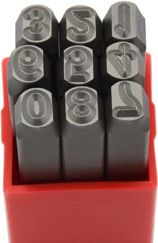 Vista 31 de Juego de 27 sellos de acero resistente con letras mayúsculas de 3/64" 1mm, kit de punzones de alfabeto para estampado a mano de caracteres, código