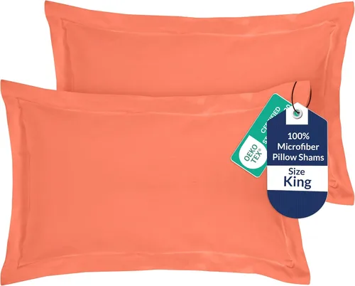 Vista 87 de Royale Linens Paquete de 2 fundas de almohada de tamaño estándar de 20 x 26 pulgadas, microfibra cepillada, fundas de almohada de cama, resistentes