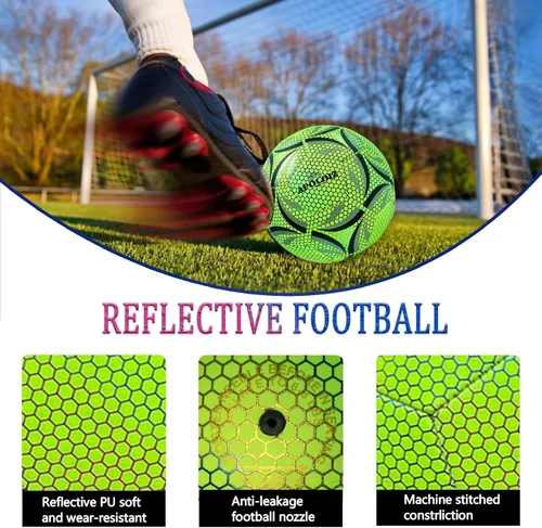 Vista 6 de Pelota de fútbol iluminada, pelota de fútbol que brilla en la oscuridad tamaño 4/5 con bomba, pelotas de fútbol luminosas para juegos de día y noche