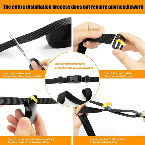 Vista 5 de 1 inch Buckle Strap Set with 10 Yards Webbing Side Release Plastic Buckle Negro