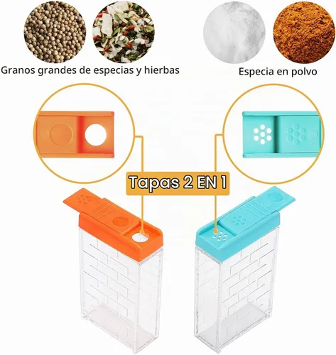 Vista 3 de URALFA Mini salero y pimentero con tapa, coctelero de especias de plástico, para condimentos, recipientes de especias de viaje sin especias