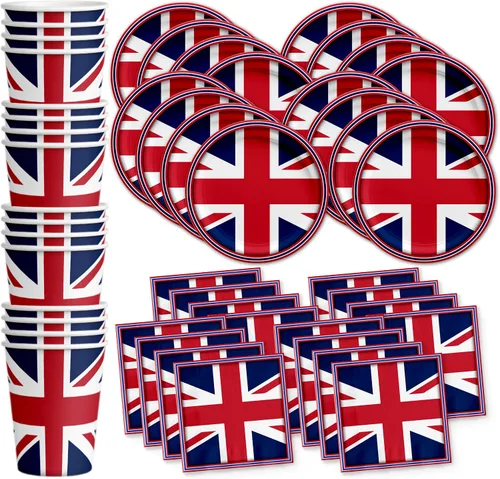Vista 10 de Platos de papel del 4 de julio, juegos de platos desechables del 4 de julio, suministros para fiestas patrióticas de bandera estadounidense, platos