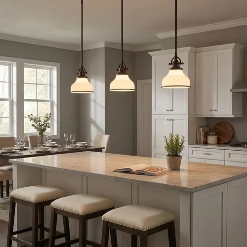 Vista 6 de Quoizel Grant Mini Lámpara Colgante, 8 Pulgadas 1-Luz Bronce Paladiano Cristal Ópalo Grabado Lámpara Colgante, Lámpara de Techo Colgante para Isla