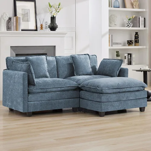 Vista 34 de Sofá modular en forma de nube de 113 pulgadas, sofás de asiento profundo de gran tamaño para sala de estar, sofá modular tapizado de chenilla