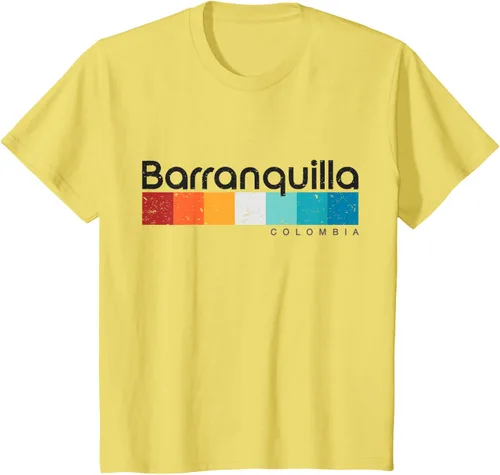 Vista 51 de Barranquilla Colombia - Camiseta de diseño vintage de estilo retro, Blanco, S