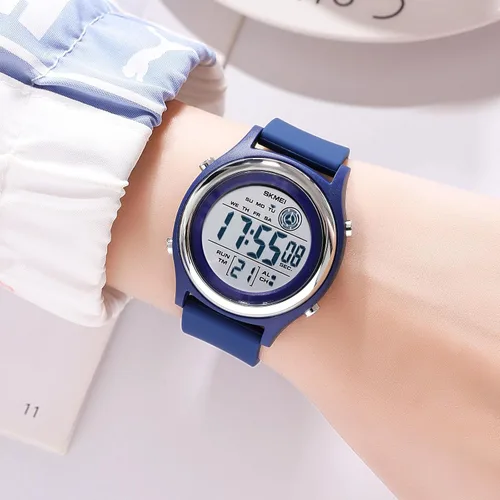 Vista 5 de Relojes digitales para mujer, pantalla LED, correa de silicona, reloj militar, multifunción, impermeable, alarma, cronómetro, retroiluminación LED