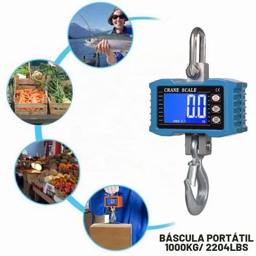 Vista 4 de Geevorks - Báscula de grúa digital de 2,204.6 lbs/2204 libras, escala de grúa industrial con retroiluminación LCD con cambio de unidad, retención