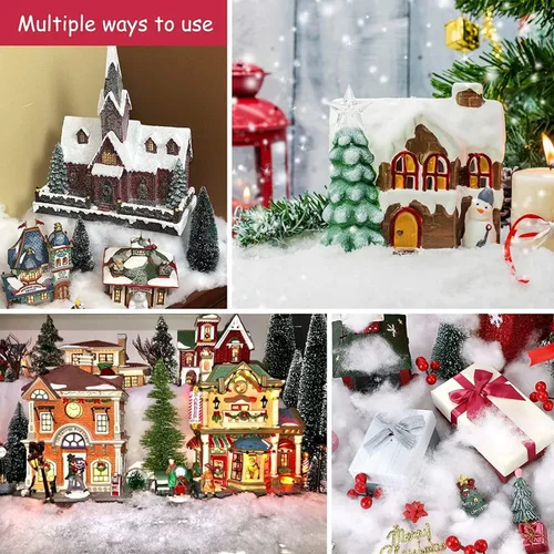 Vista 7 de Decoración de Nieve Falsa de Navidad, Nieve Artificial de Fibra de Algodón Esponjosa para Decoración de Interiores, Mantas de Nieve Resistentes a