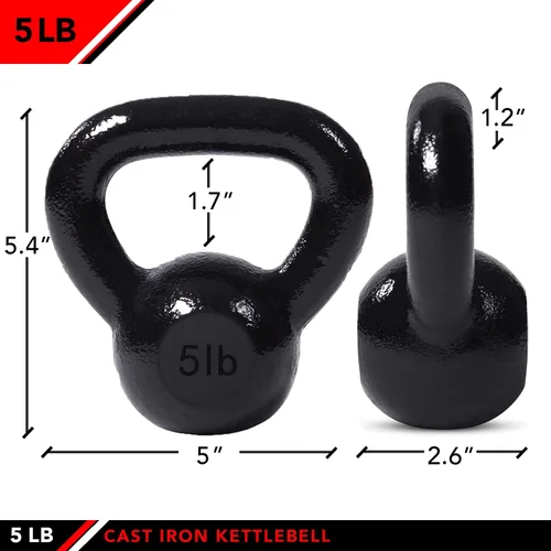 Vista 2 de JFIT Cast Iron Kettlebell – Single Weight, Flat Bottom, Polished Handle Men & Women CrossFit, Cardio & Strength Training