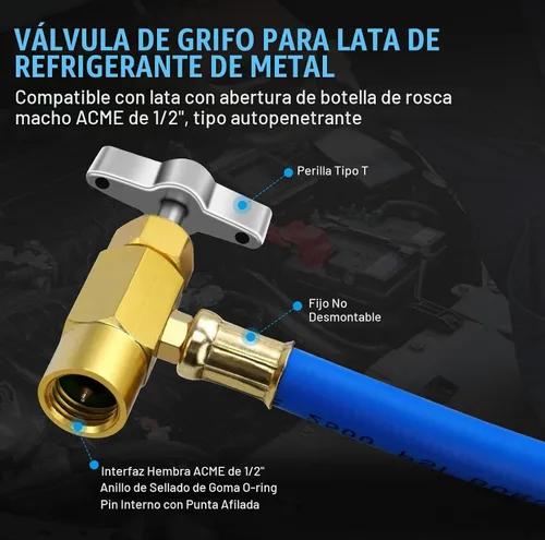 Vista 6 de JIFETOR Manguera de carga de CA con indicador 100PSI, herramienta