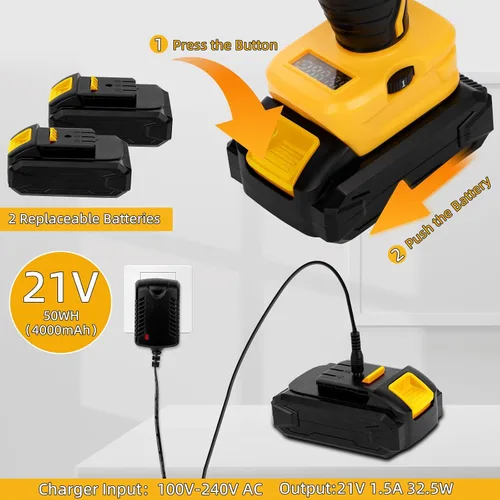 Vista 4 de Pistola de calafateo eléctrica inalámbrica sin goteo, doble cartucho, pistola de epoxi adhesiva para 13.5 fl oz/13.5 fl oz (relación de mezcla 1:1)
