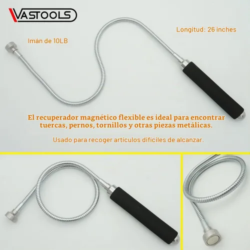 Vista 7 de VASTOOLS Juego de herramientas de recogida magnética flexible, 5 libras y 10 libras, extensión flexible de 26 pulgadas, recogida magnética