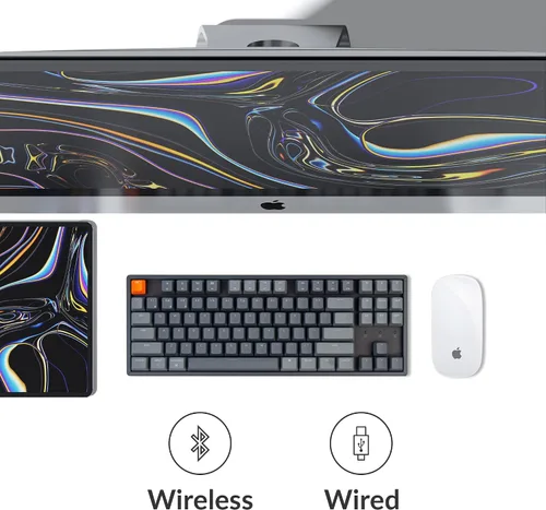 Vista 4 de Keychron Teclado mecánico inalámbrico Bluetooth K8 Tenkeyless Layout RGB intercambiable en caliente con interruptor rojo óptico Gateron, multitarea