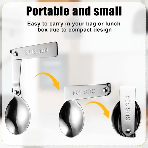 Vista 4 de Cucharas plegables para termo Funtainer, tarro de comida de 16 onzas, piezas de repuesto de cucharas de acero inoxidable, accesorios de cuchara