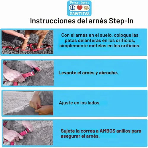 Vista 5 de Pawtitas Arnés Reflectante Step-in para Perro – Chaleco Ajustable Anti-Tirones para Cachorros a Adultos Mayores, Seguro y Cómodo, XS Negro