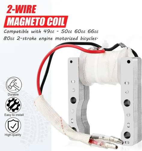 Vista 4 de Bobina Magneto para motores de 49 cc, 50 cc, 60 cc, 66 cc, 80 cc, 2 tiempos, motos motorizados, motores, Go Kart, ATV, Quad Scooter Performance 2