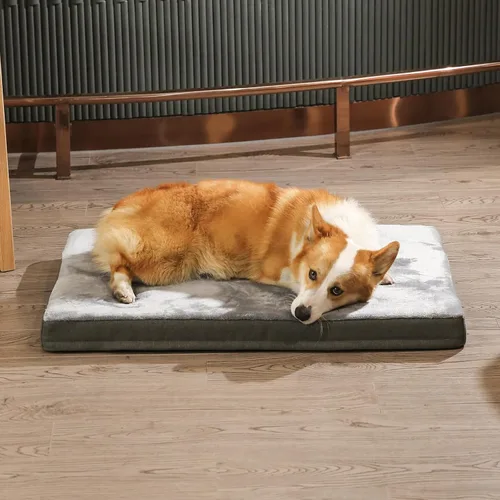 Vista 10 de Amazon Basics Cama para perros con espuma viscoelástica de gel refrescante, soporte de alivio de presión para perros de hasta 90 libras, parte