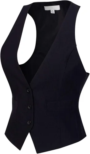 Vista 2 de Design by Olivia Chaleco de espalda cruzada versátil para mujer, con tres botones, estilo esmoquin