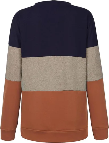 Vista 4 de Sudadera de manga larga con cremallera de 14 para mujer, con cuello a rayas, estampada, ropa deportiva, para correr, casual, elegante, Beige