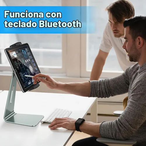 Vista 7 de AboveTEK Elegante soporte para tableta, soporte de aluminio para tabletas de 7 a 13 pulgadas, quiosco de escritorio compatible con iPad Pro Air Gris
