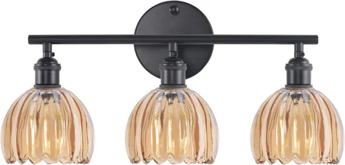Vista 190 de Shenmoyl Lámparas de baño, lámpara de pared de 2 luces para tocador sobre espejo con pantalla de vidrio tulipán blanco para dormitorio, sala