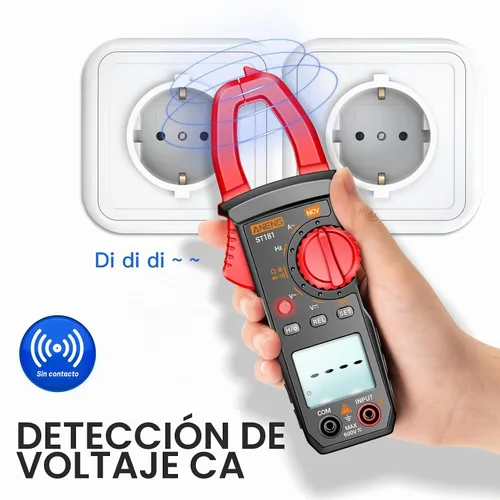 Vista 6 de ANENG Pinza digital amperimétrica multímetro 4000 conteos con NCV mide corriente de CA, voltaje CA/CC, capacitancia, resistencia, diodos