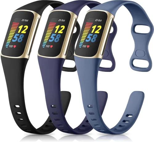 Vista 16 de Maledan Compatible con bandas Fitbit Charge 5 para mujeres y hombres, correa delgada transpirable de silicona suave para deportes, accesorios