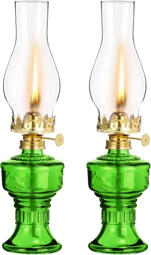Vista 12 de 2 lámparas de aceite de cámara para uso en interiores, lámpara vintage de queroseno, linterna rústica de queroseno para huracán con mecha de fuego
