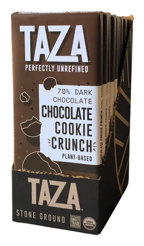 Vista 2 de Taza Chocolate Barras orgánicas suaves y crujientes 70% molidas a piedra, galletas de chocolate crujientes de 2.5 onzas (10 unidades), veganas