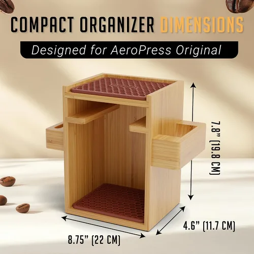 Vista 3 de Soporte organizador para AeroPress Bamboo Coffee Caddy Compact Marrón