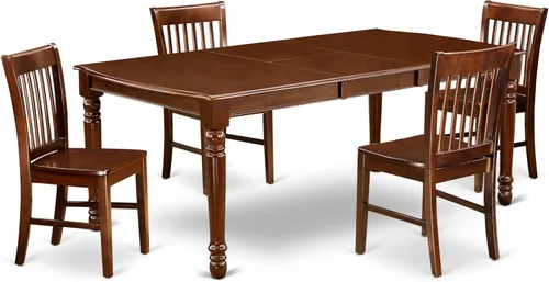 Vista 16 de East West Furniture DONO5-MAH-C - Juego de comedor de 5 piezas para 4 personas, incluye una mesa de comedor rectangular con hojas de mariposa y 4