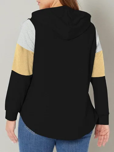 Vista 6 de DOLNINE Sudaderas con capucha de talla grande para mujer, sudaderas de manga larga con bloques