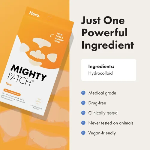 Vista 6 de Hero Cosmetics Mighty Patch™ Parche Facial - Mascarilla Facial Hidrocoloide XL para Acné, 5 Parches Grandes para Espinillas para Brotes de Granos