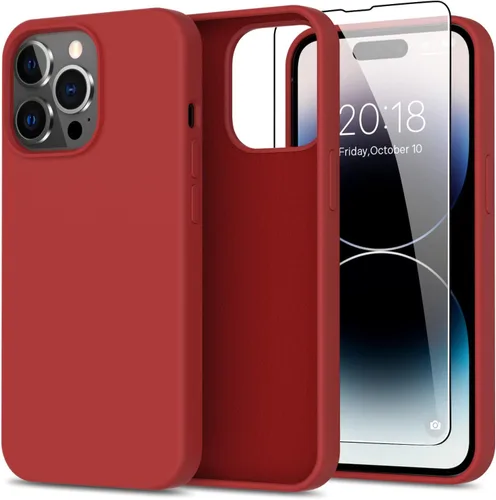 Vista 16 de bemal Funda para iPhone 14 Pro con protector de pantalla, silicona líquida de ajuste delgado, forro de microfibra suave, diseñada para mujeres
