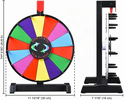 Vista 2 de WinSpin Rueda de premio de 12" que sobremesa 14 ranuras resistente editable