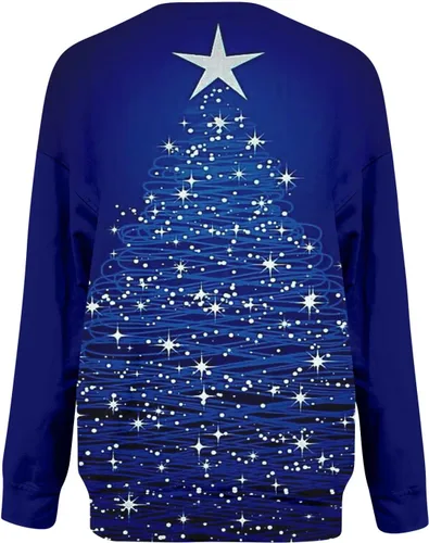 Vista 4 de JJHAEVDY Sudaderas de moda para mujer, estilo casual, con estampado navideño, cuello redondo, holgadas, de manga larga