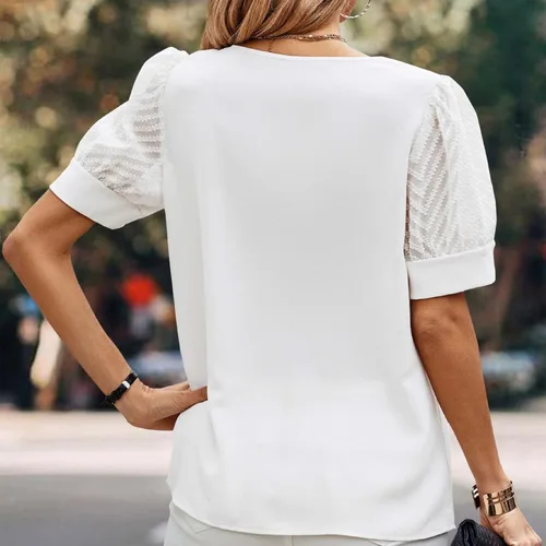 Vista 6 de Womens Shirts Dressy Casual 2023 T-Shirts Preppy Clothes Holiday Dressy Juniors Elegant Casual Womens Tops