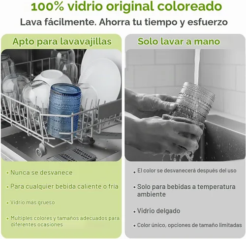 Vista 6 de Moretoes - Juego de 6 vasos de cristal vintage con forma de hobuña, color azul