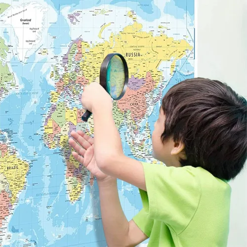 Vista 5 de Póster de mapa del mundo para pared, tamaño grande, 37 x 26 pulgadas, mapa político del mundo de Hambli 2026, borrado para escritura, reverso