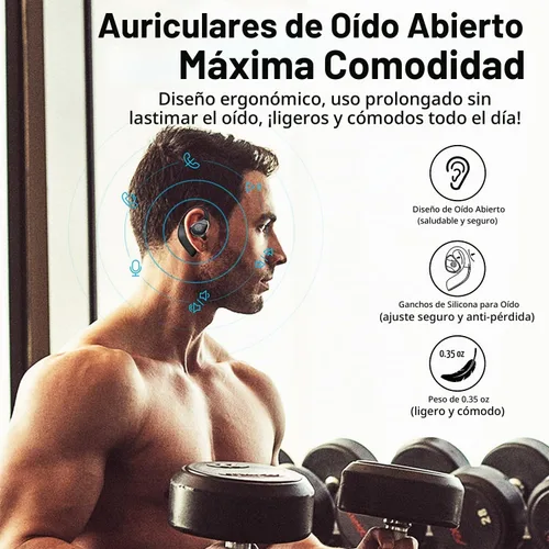 Vista 2 de BANIGIPA Auriculares abiertos verdaderamente inalámbricos, auriculares Bluetooth 5.3 con sonido premium inmersivo, auriculares de oreja abierta IP54