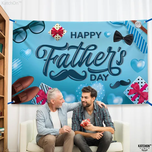 Vista 5 de KatchOn Cartel de feliz día del padre, extragrande, 72 x 44 pulgadas, decoración azul del día del padre para fiesta y hogar