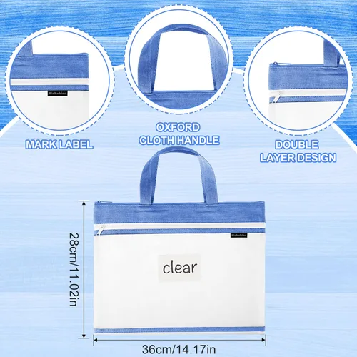 Vista 4 de Zhehao 6 bolsas para libros de estudiantes con asa, bolsa de documentos, bolsa de proyectos para coser, bolsa de malla con cremallera, bolsa
