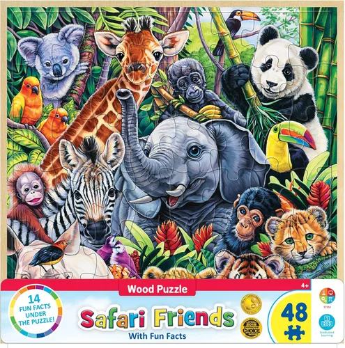 Vista 14 de Masterpieces Rompecabezas de 48 piezas de hechos divertidos para niños, rompecabezas de madera del arca de Noé, 12 x 12 pulgadas