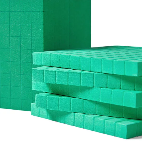 Vista 4 de hand2mind Juego completo de diez bloques de base de espuma verde, bloques de valor de lugar, cubos de conteo para matemáticas de niños, base de 10