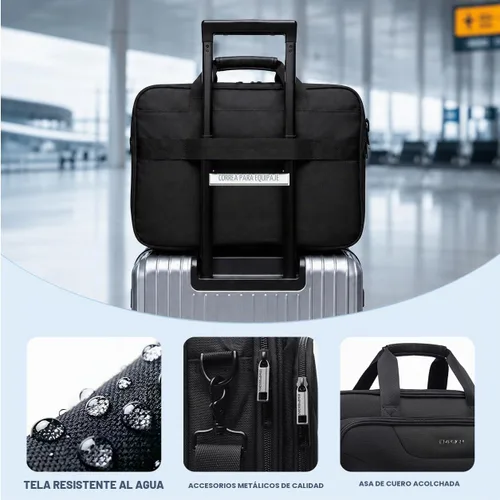 Vista 6 de EMPSIGN Maletín para computadora portátil para hombre, estuche para Negro/Negro